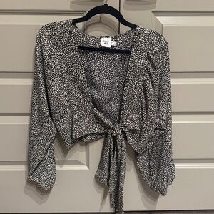 Princess Polly Black and White Floral Tie-Front Blouse